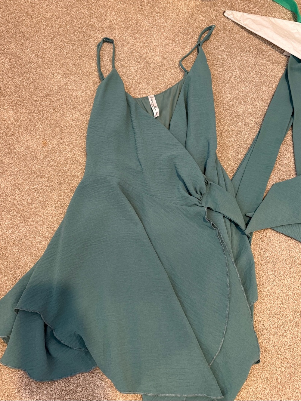 Lucy in the Sky Teal Wrap Mini Dress